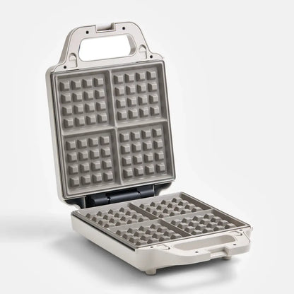 Everten 4-Slice Waffle & Jaffle Maker – Warm Grey | Interchangeable Plates
