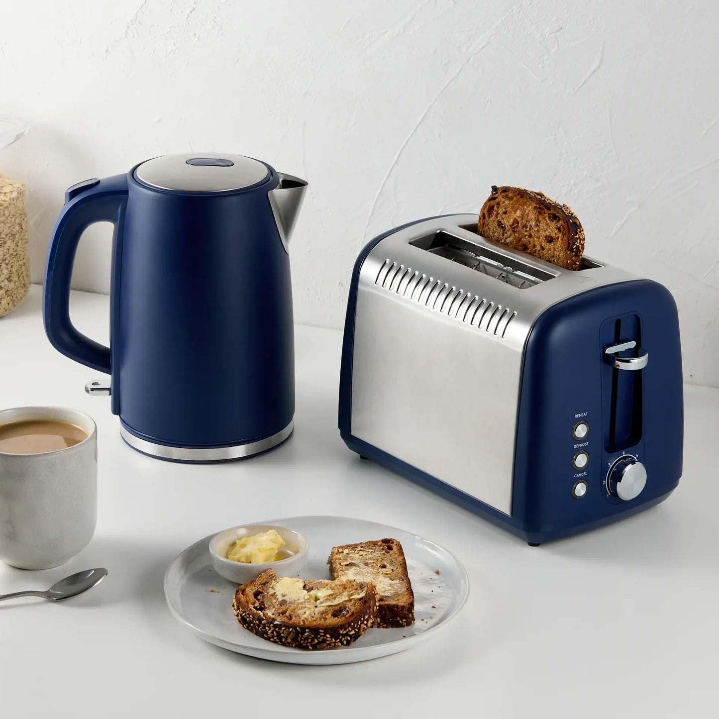Wolstead Electric Kettle & 2-Slice Toaster Pack – Cosmic Blue | Matching Breakfast Set