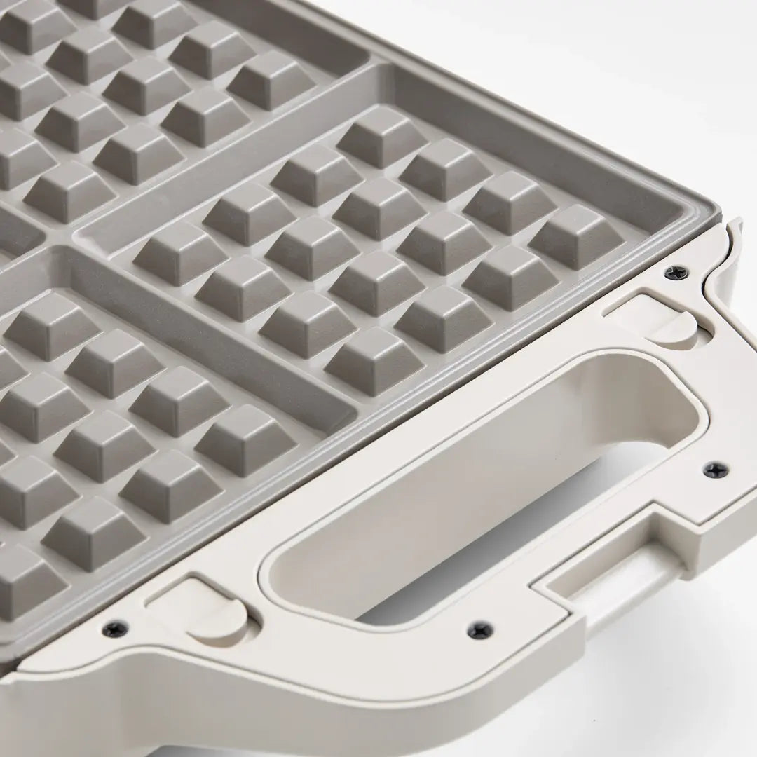 Everten 4-Slice Waffle & Jaffle Maker – Warm Grey | Interchangeable Plates