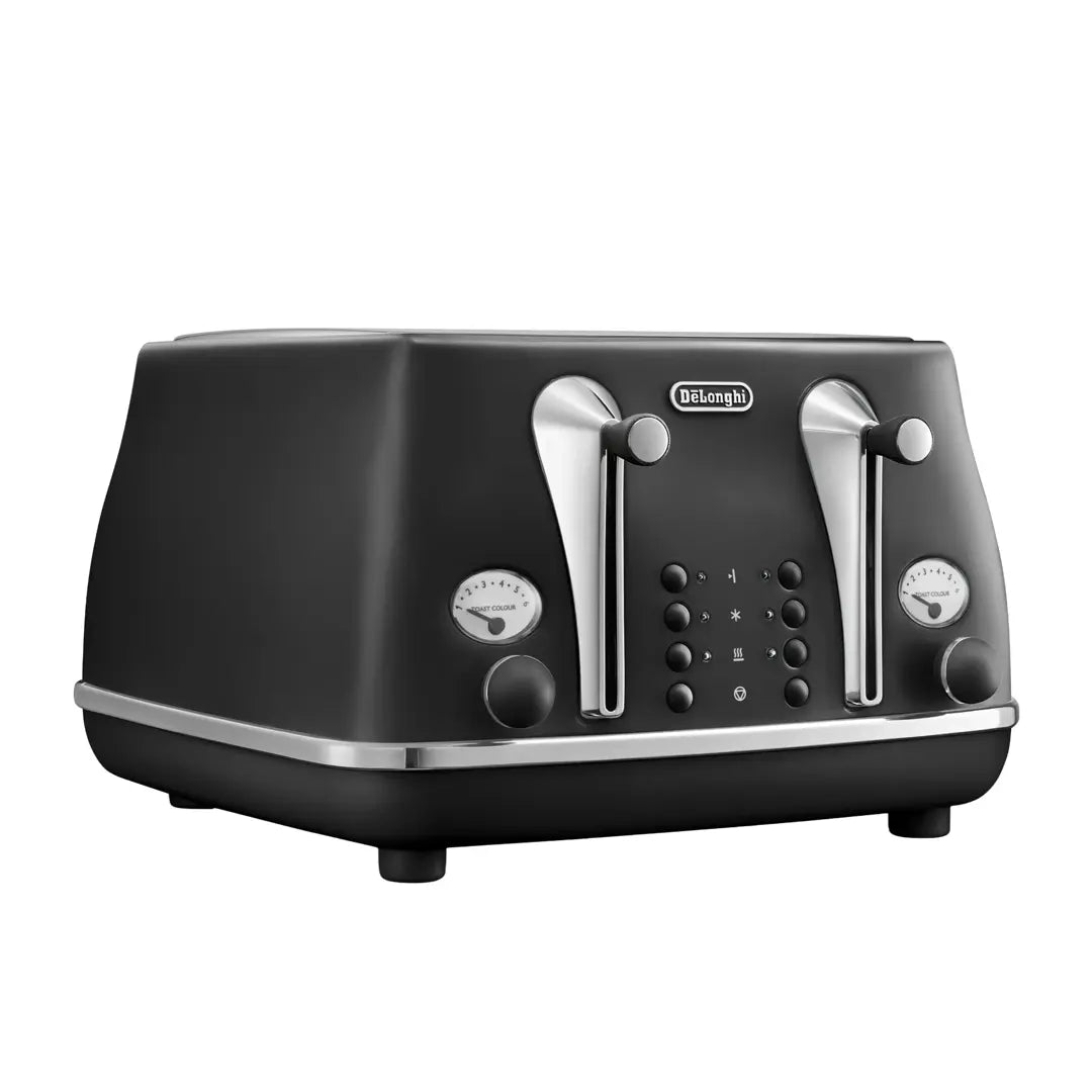 DeLonghi Icona Capitals 4 Slice Toaster | Defrost/Reheat Function | Bagel Setting | Integrated Cord