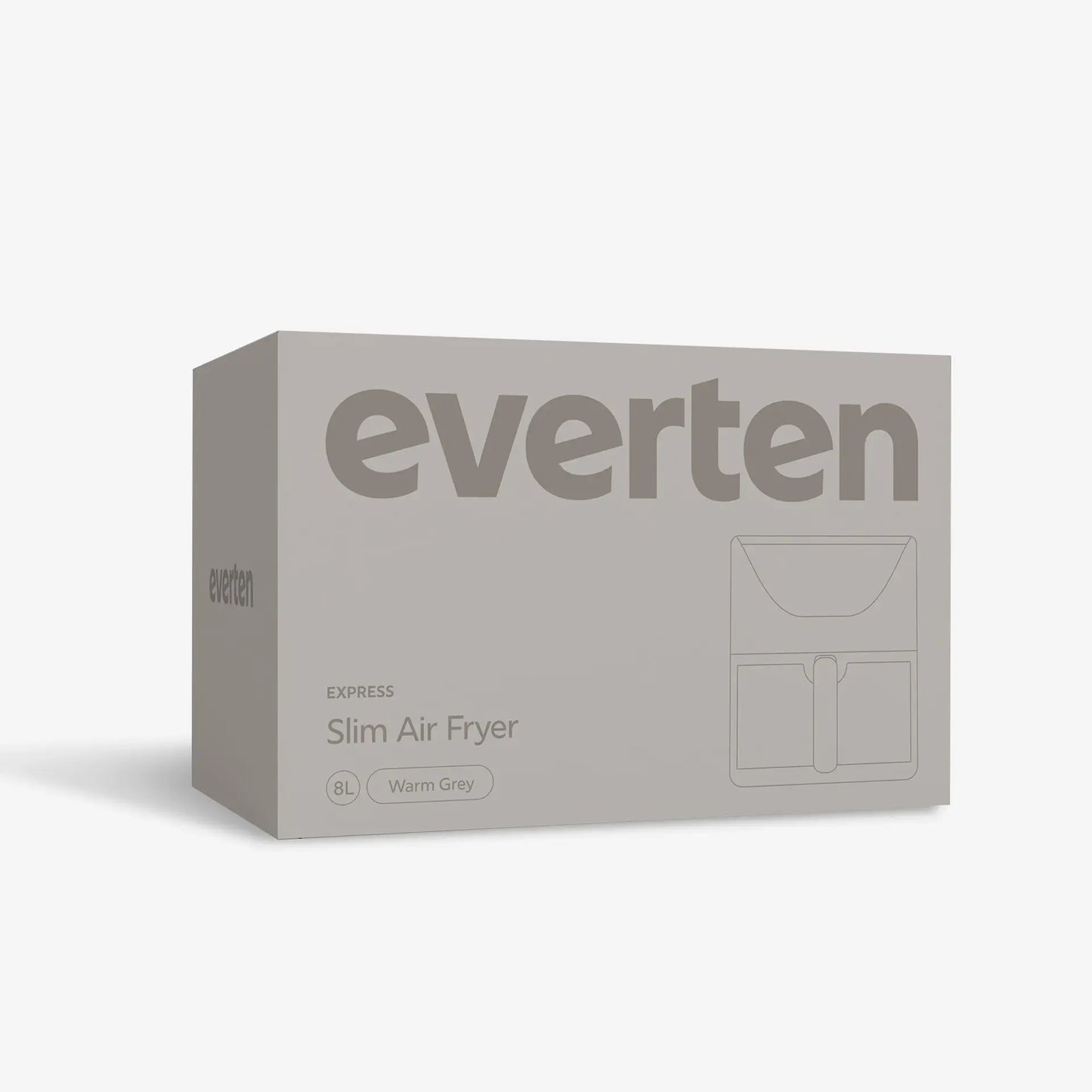 Everten Express Slim Air Fryer 8L | Warm Grey | CeramiQ™ Non-Stick | 8 Presets