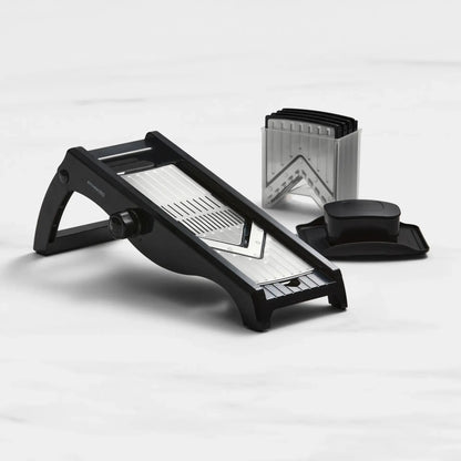 Kitchen Pro Prep Stainless Steel Mandoline Slicer – Black | 6 Interchangeable Blades