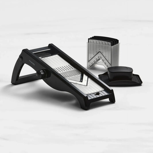 Kitchen Pro Prep Stainless Steel Mandoline Slicer – Black | 6 Interchangeable Blades