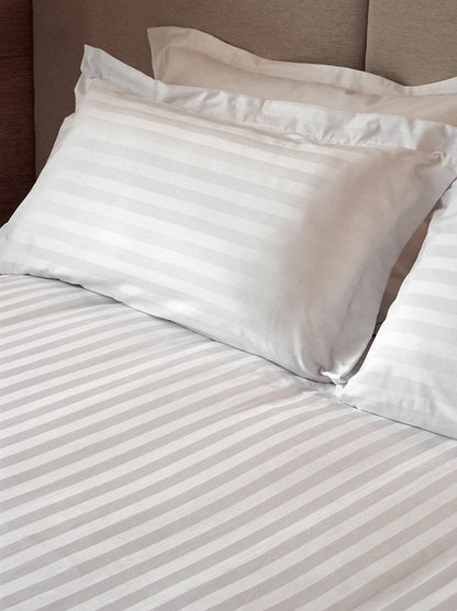 Jason Commercial Satin Stripe Quilt Cover Set – White | Single to King