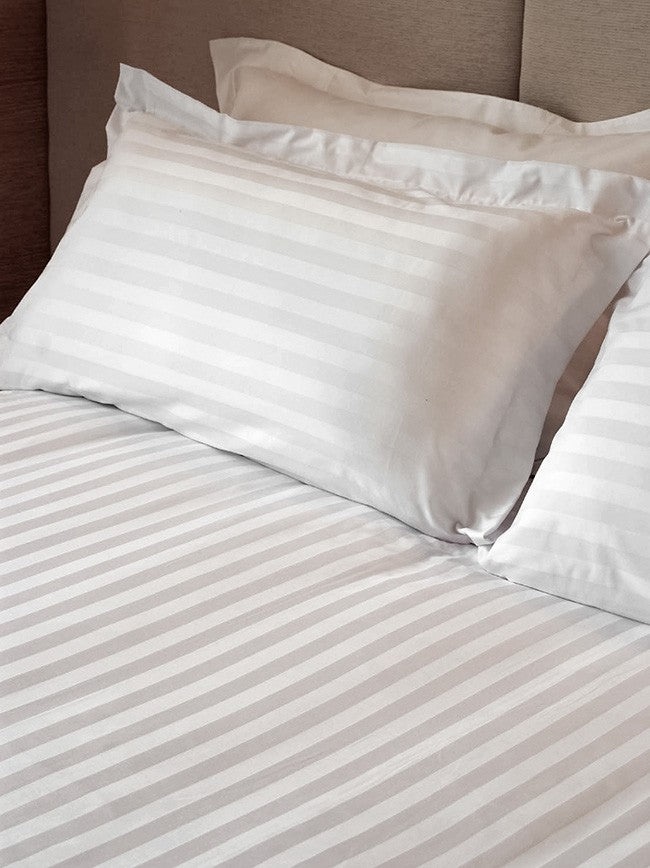 Jason Commercial Satin Stripe Quilt Cover Set – White | Single to King