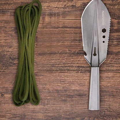 Camping shovel blade with detachable green safety rope