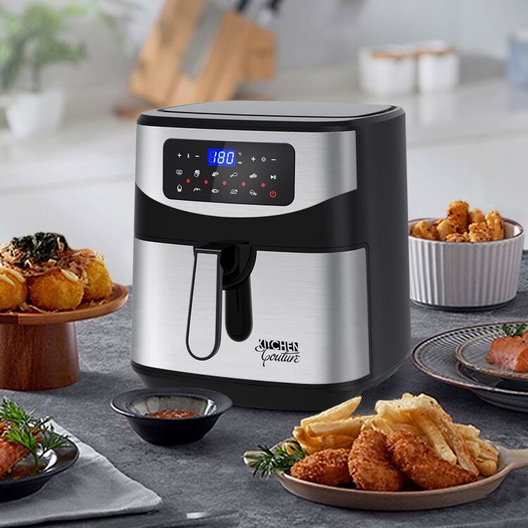 Kitchen Couture 12L Digital Air Fryer – Silver | Large Capacity, 9 Preset Programs