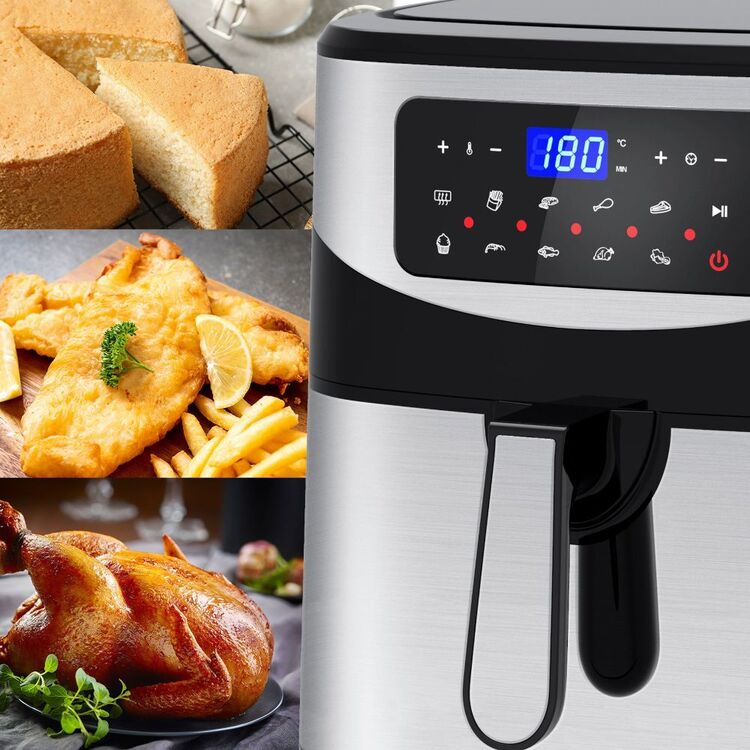 Kitchen Couture 12L Digital Air Fryer – Silver | Large Capacity, 9 Preset Programs