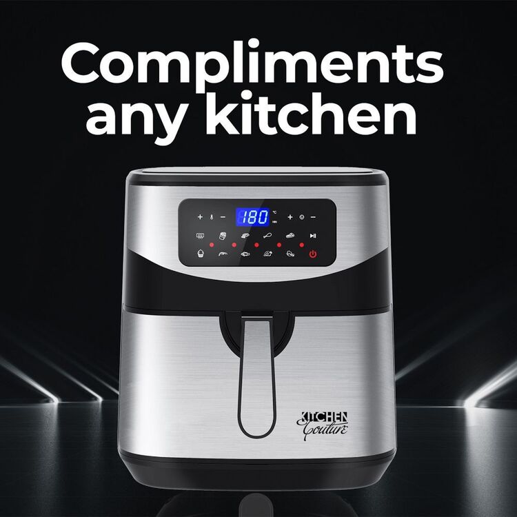 Kitchen Couture 12L Digital Air Fryer – Silver | Large Capacity, 9 Preset Programs