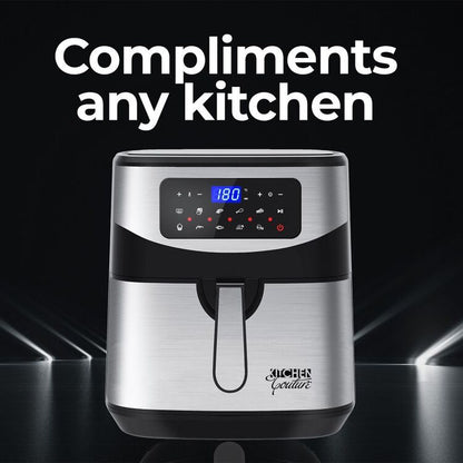 Kitchen Couture 12L Digital Air Fryer – Silver | Large Capacity, 9 Preset Programs