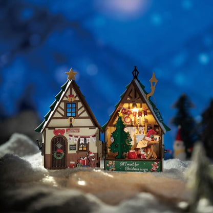 Robotime Rolife Twinkling Christmas Tree House DIY miniature house kit, image 3