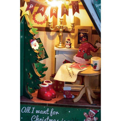 Robotime Rolife Twinkling Christmas Tree House DIY miniature house kit, image 1