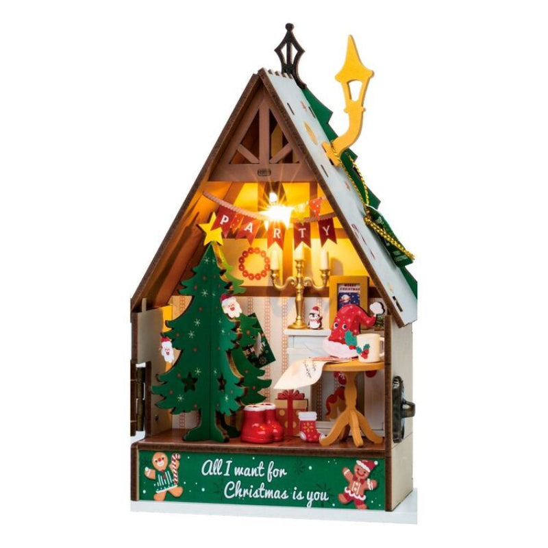 Robotime Rolife Twinkling Christmas Tree House DIY miniature house kit, image 9