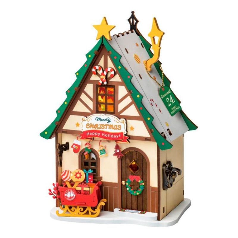 Robotime Rolife Twinkling Christmas Tree House DIY miniature house kit, image 8