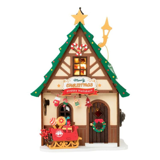 Robotime Rolife Twinkling Christmas Tree House DIY miniature house kit, image 7