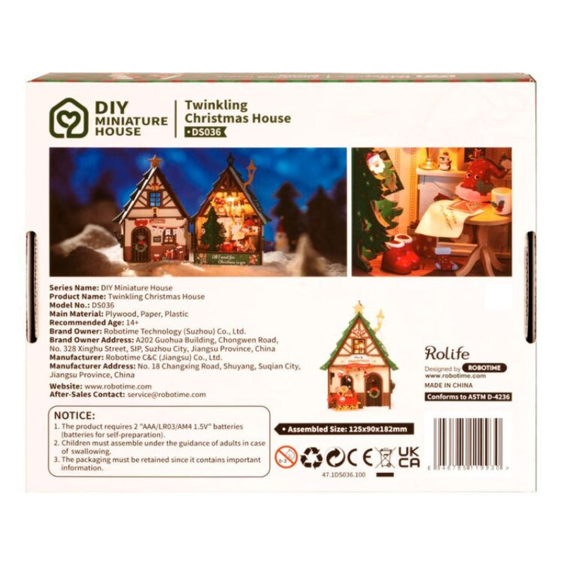 Robotime Rolife Twinkling Christmas Tree House DIY miniature house kit, image 4
