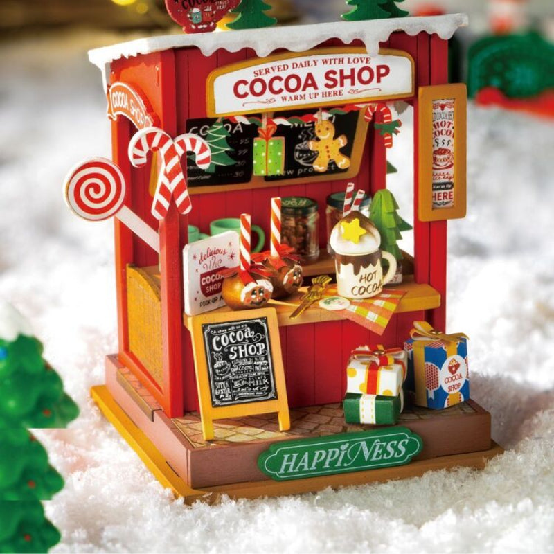 Robotime Rolife Christmas Cocoa Shop DIY miniature house kit, image 1