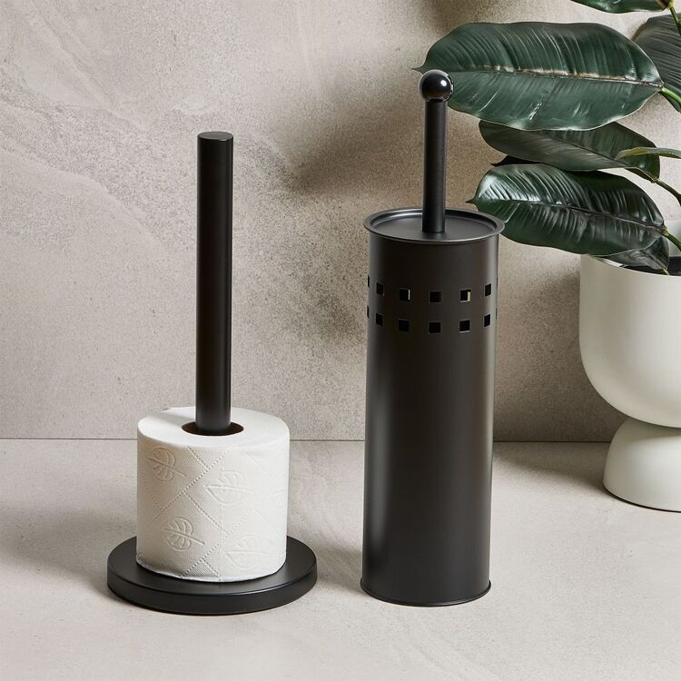 Brampton House Freestanding Toilet Roll Holder | White, Silver & Black | No-Drill Bathroom Storage | Av8Store Australia Brampton House Av8Store
