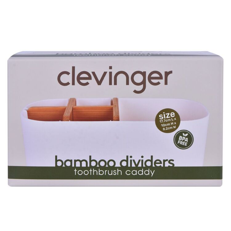 Clevinger Bamboo Toothbrush Holder | White, Freestanding, Moisture-Resistant | Bathroom Organiser | Av8Store Australia SPT Av8Store