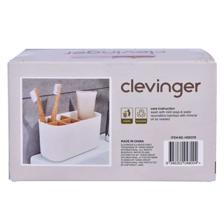 Clevinger Bamboo Toothbrush Holder | White, Freestanding, Moisture-Resistant | Bathroom Organiser | Av8Store Australia SPT Av8Store