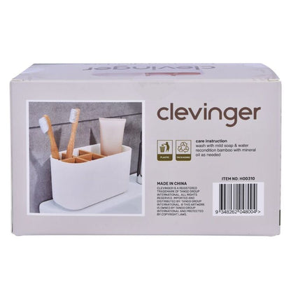 Clevinger Bamboo Toothbrush Holder | White, Freestanding, Moisture-Resistant | Bathroom Organiser | Av8Store Australia SPT Av8Store