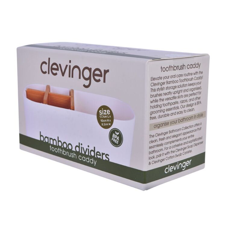 Clevinger Bamboo Toothbrush Holder | White, Freestanding, Moisture-Resistant | Bathroom Organiser | Av8Store Australia SPT Av8Store