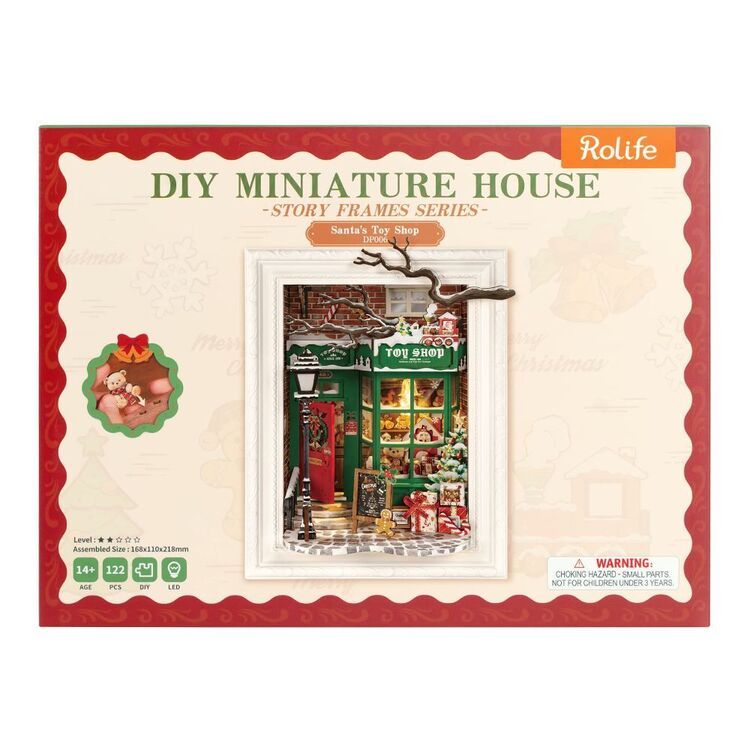 Robotime Santa's Toy Shop miniature house assembled