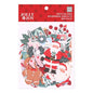 Jolly & Joy Festive Era Ephemera Diecuts 168 Pack, featuring a collection of Christmas-themed paper cutouts including Santa Claus, gingerbread men, wreaths, and holly on a white backing card with a red header.