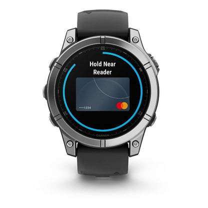 Smartwatch with a screen displaying 'Hold Near Reader' on a white background