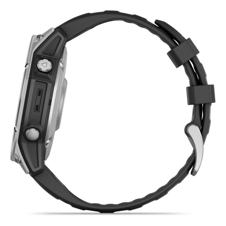 Smartwatch with black band on a white background