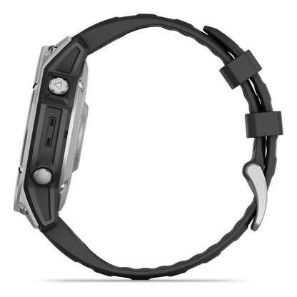 Smartwatch with black band on a white background