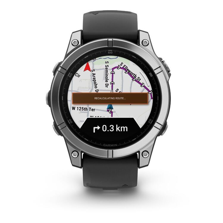 Smartwatch displaying a map on its screen with a white background