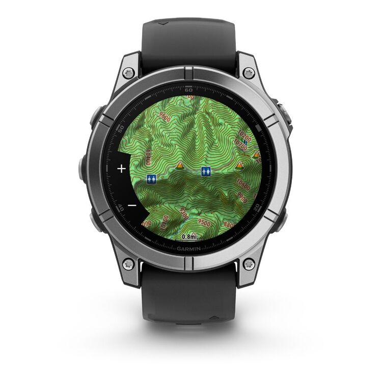 Smartwatch displaying a map on its screen with a white background