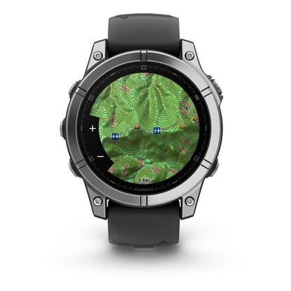 Smartwatch displaying a map on its screen with a white background