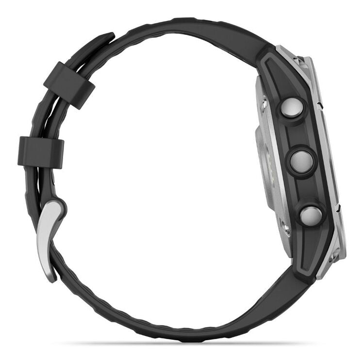 Smartwatch with black band on a white background
