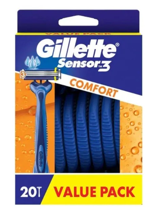 Gillette Sensor Disposable Razors 20-Pack – ComfortGel, Easy-Rinse CLES Av8Store