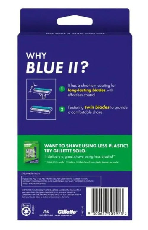 Gillette Blue II Plus Razors 20-Pack – Twin Comfort Blades, Aloe CLES Av8Store
