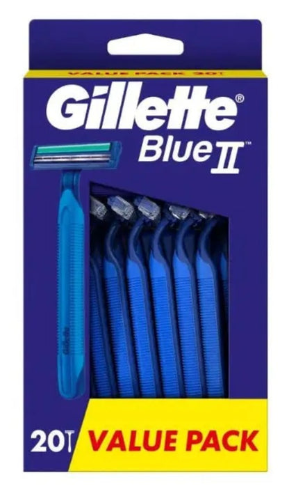Gillette Blue II Plus Razors 20-Pack – Twin Comfort Blades, Aloe CLES Av8Store