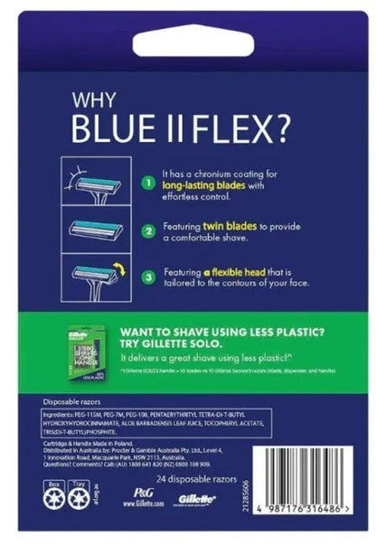 Gillette Blue II Disposable Razors 24-Pack – Pivot Head, Aloe CLES Av8Store