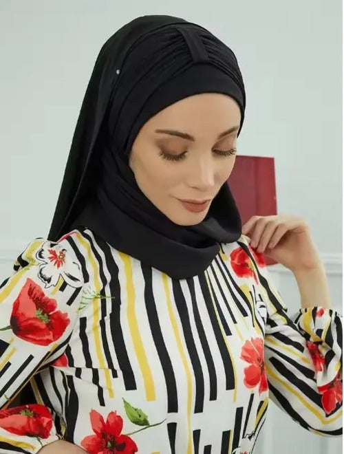 Large Plain Inner Hijab Cap Muslim Headwrap High‑Stretch Voile Ramadan Undercap AEX Av8Store