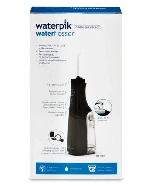 Waterpik Cordless Select Water Flosser | Black | USB Rechargeable | 4-Week Battery Waterpik Av8Store