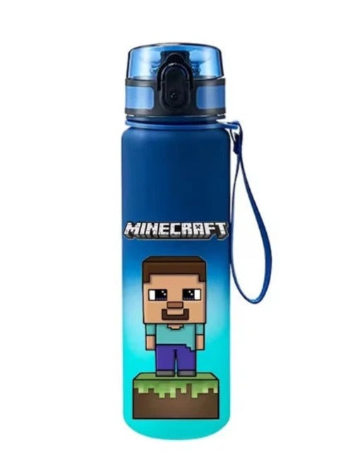 Minecraft Pixel Style Water Bottle 650ml – Leak-Proof Sports Bottle | Kids & Gaming Fans AEX Av8Store