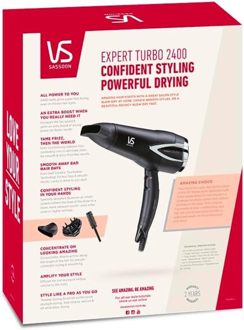 VS Sassoon Expert Turbo Hair Dryer 2400W Ionic Ceramic DC Motor VS Sassoon Av8Store