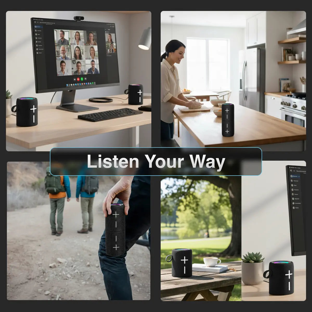 Portable Bluetooth Speaker – True Wireless Stereo, Splash-Proof, 4Hr Playtime AEX