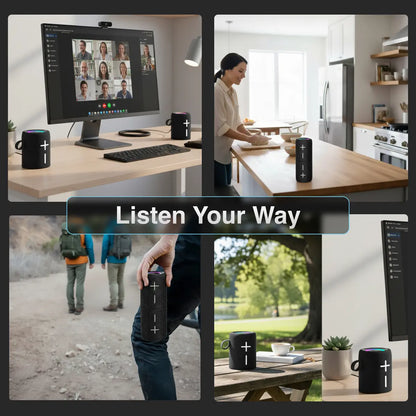 Portable Bluetooth Speaker – True Wireless Stereo, Splash-Proof, 4Hr Playtime AEX