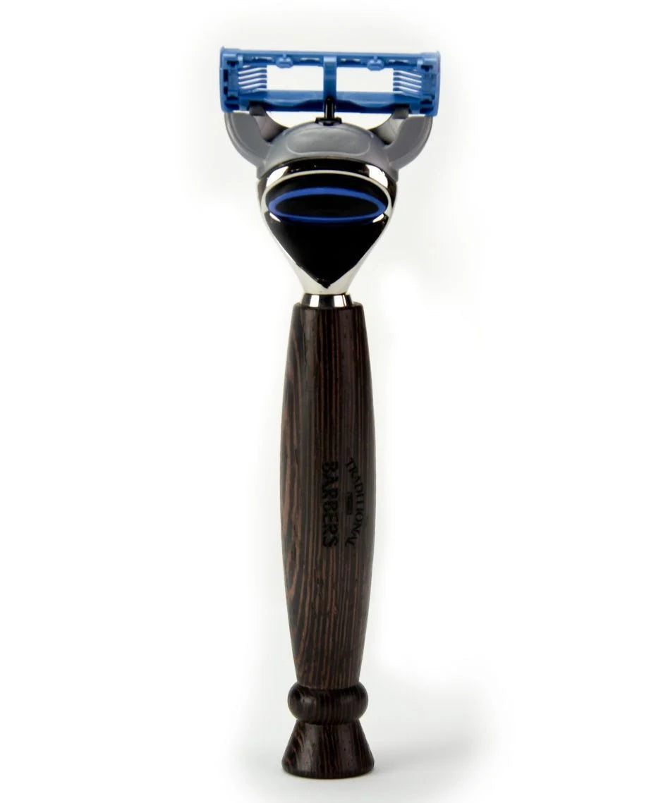 Wenge Wood 3-Piece Shaving Gift Set – Badger Brush, Razor & Travel Case