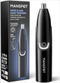 Black nose and ear hair trimmer with packaging labeled 'MANS POT' on a white background.