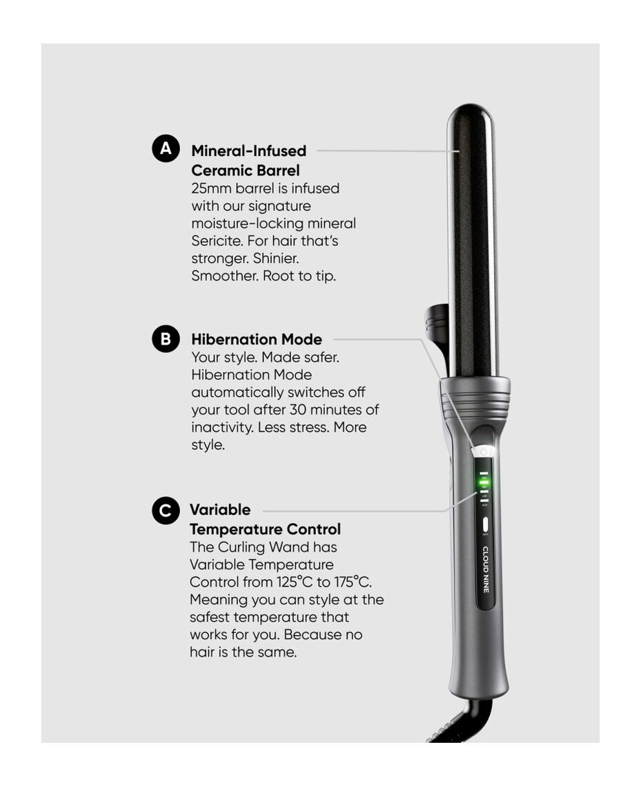 CLOUD NINE Curling Wand Starlight Collection - in use