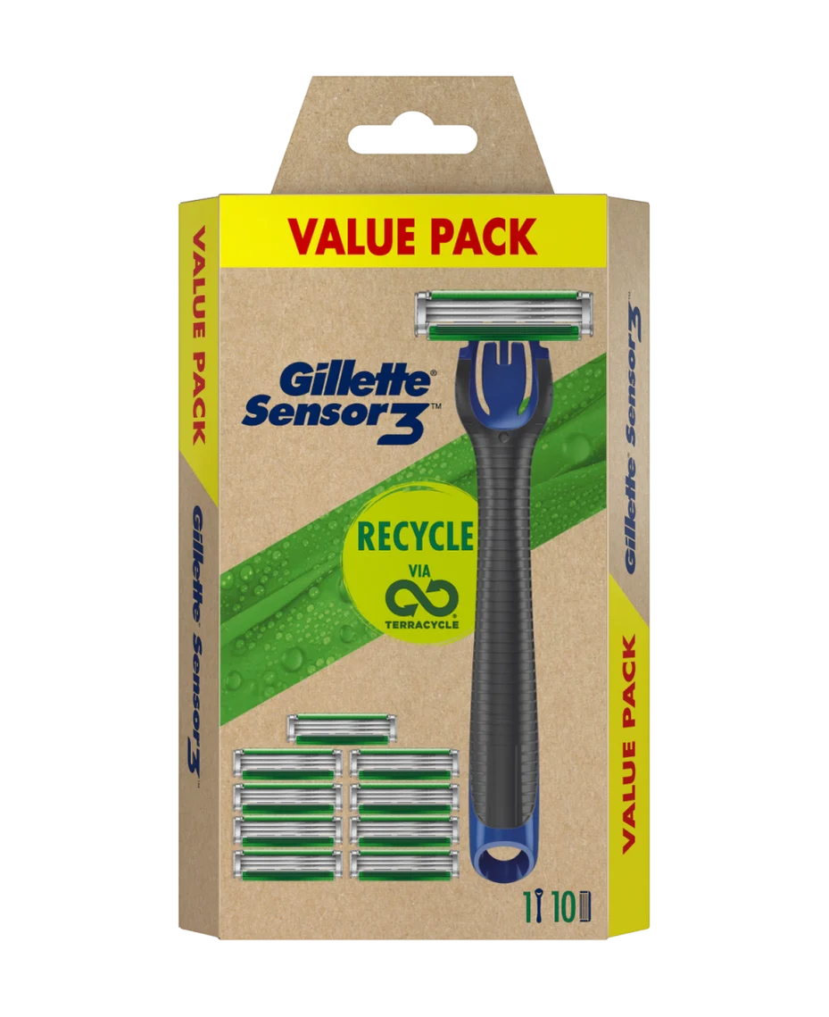 Gillette Sensor 3 Razor + 10 Blade Refill Cartridges