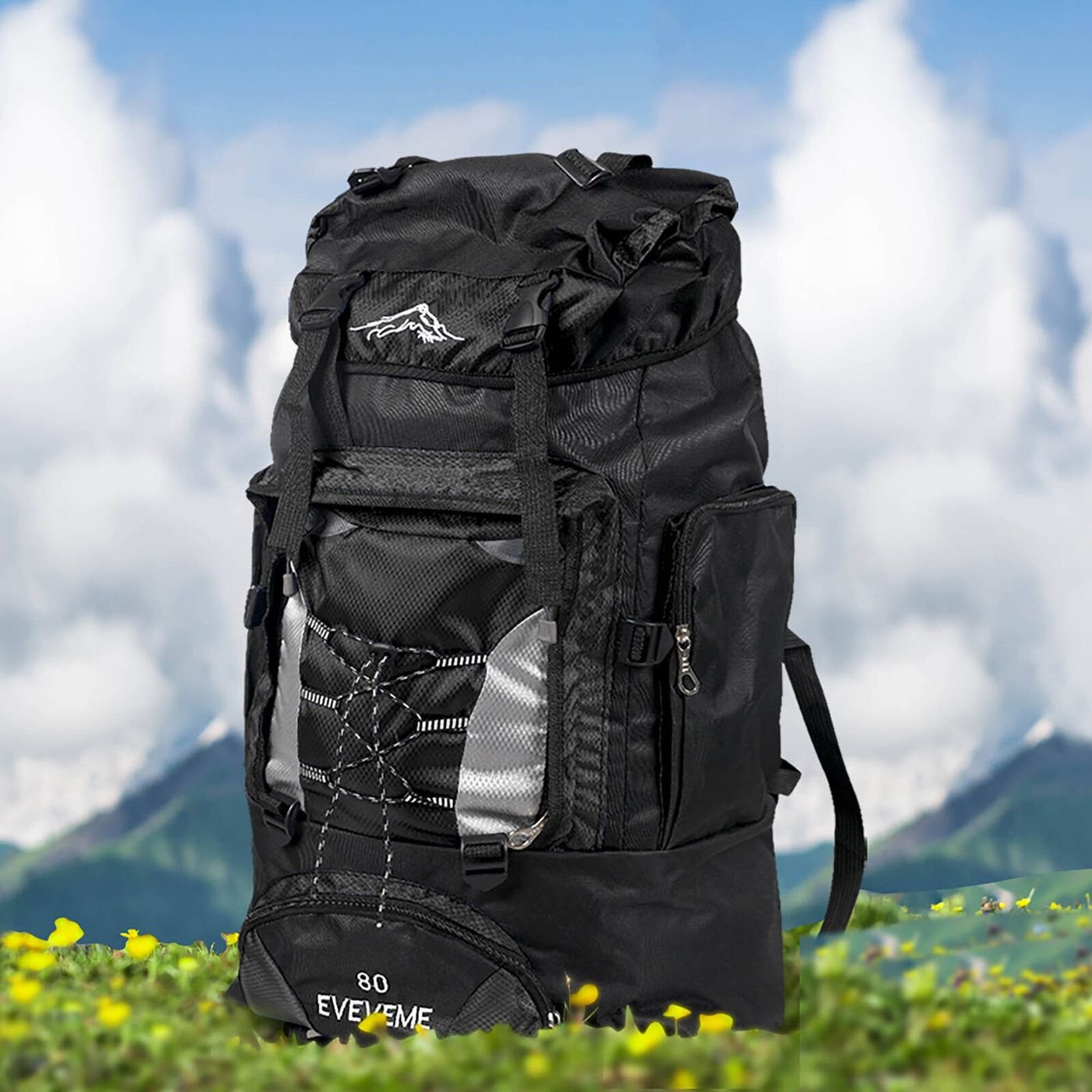 Slimbridge 80L Waterproof Military Nylon Backpack Outdoor Black BNG Av8Store